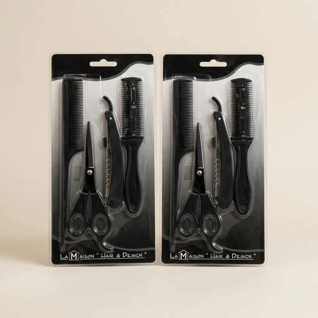 Kit de Coiffure et Barbier avec Ciseaux et Rasoir Droit