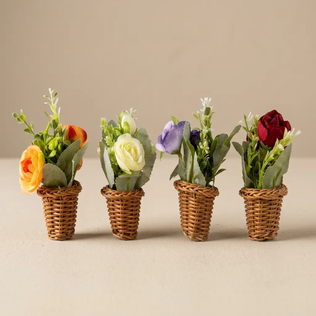 Aimant Décoratif pour Réfrigérateur Petit Panier de Fleurs