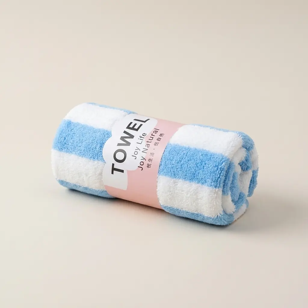 Serviette Douce en Microfibre Rayée pour Mains et Visage
