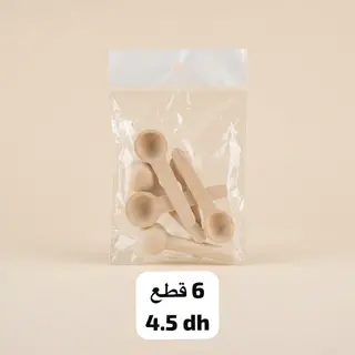 ملعقة خشبية صغيرة مستديرة للبهارات والعسل