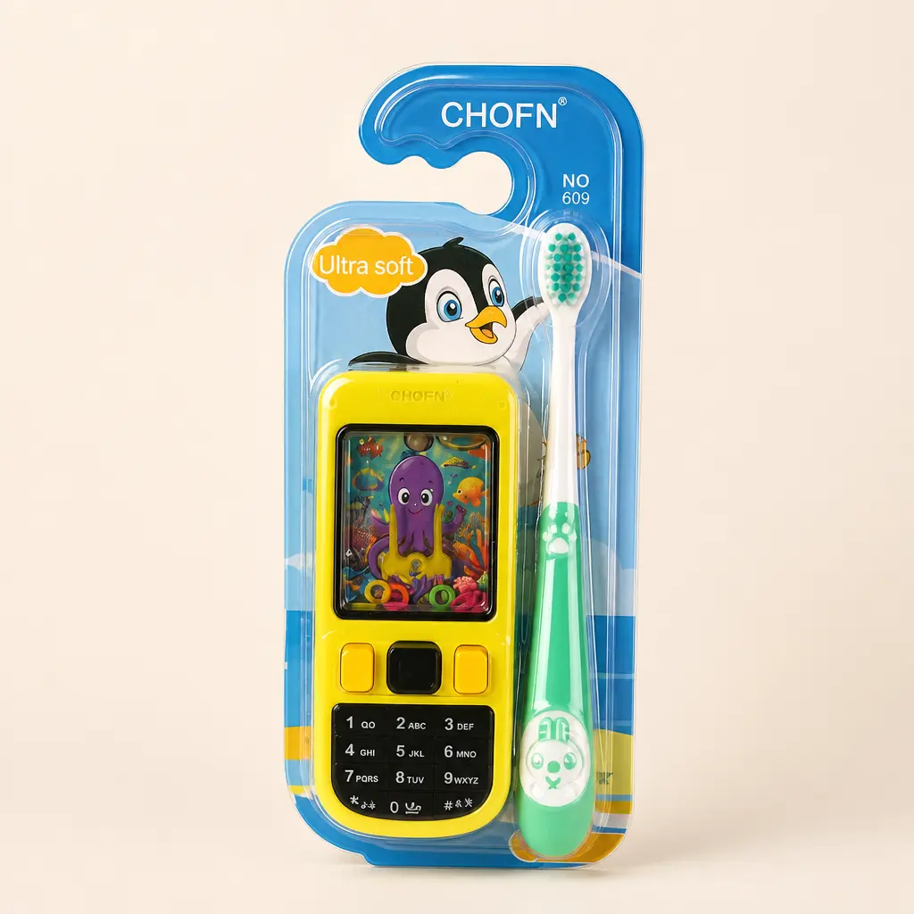 Brosse à dents enfant avec étui téléphone