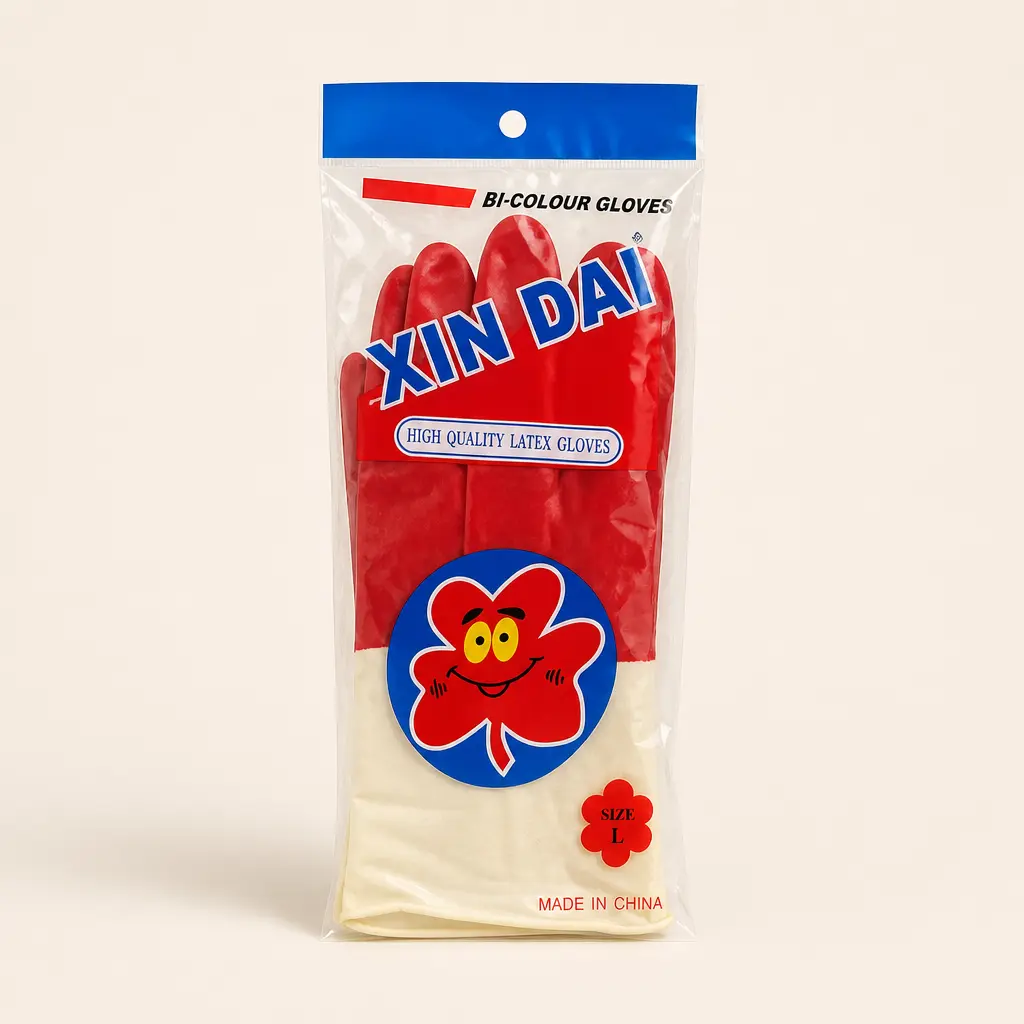 Gants ménagers en latex bicolores