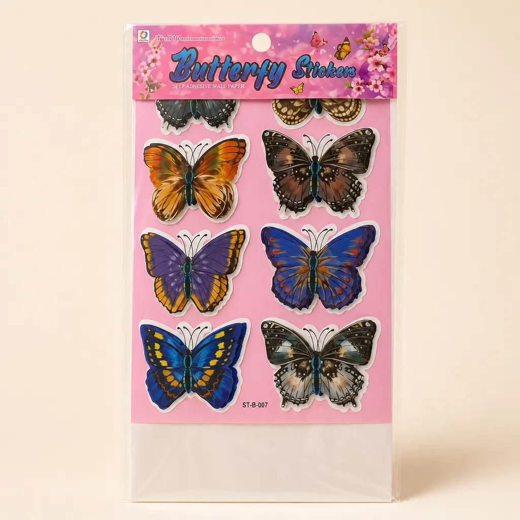 Planche de stickers papillons colorés