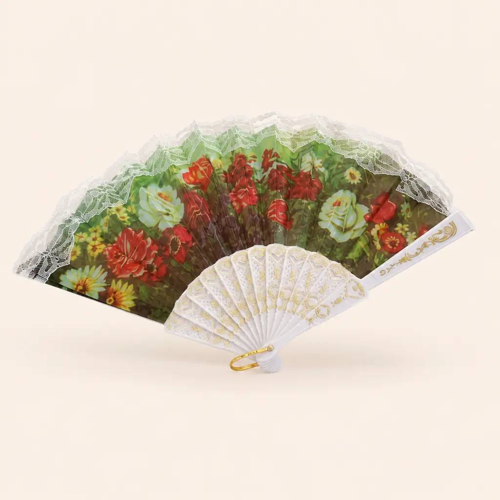 Éventail pliant à motif floral