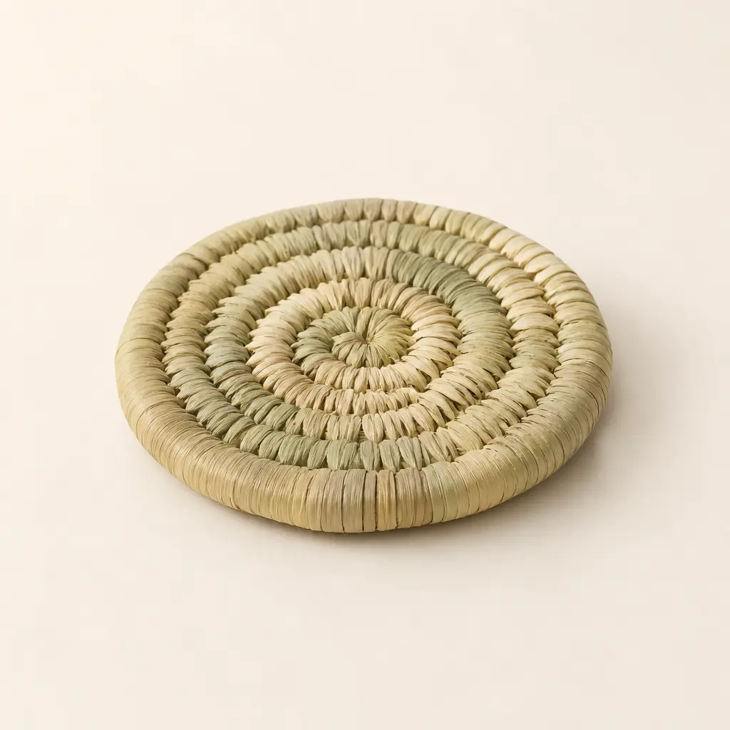 Dessous-de-plat rond en fibres tressées